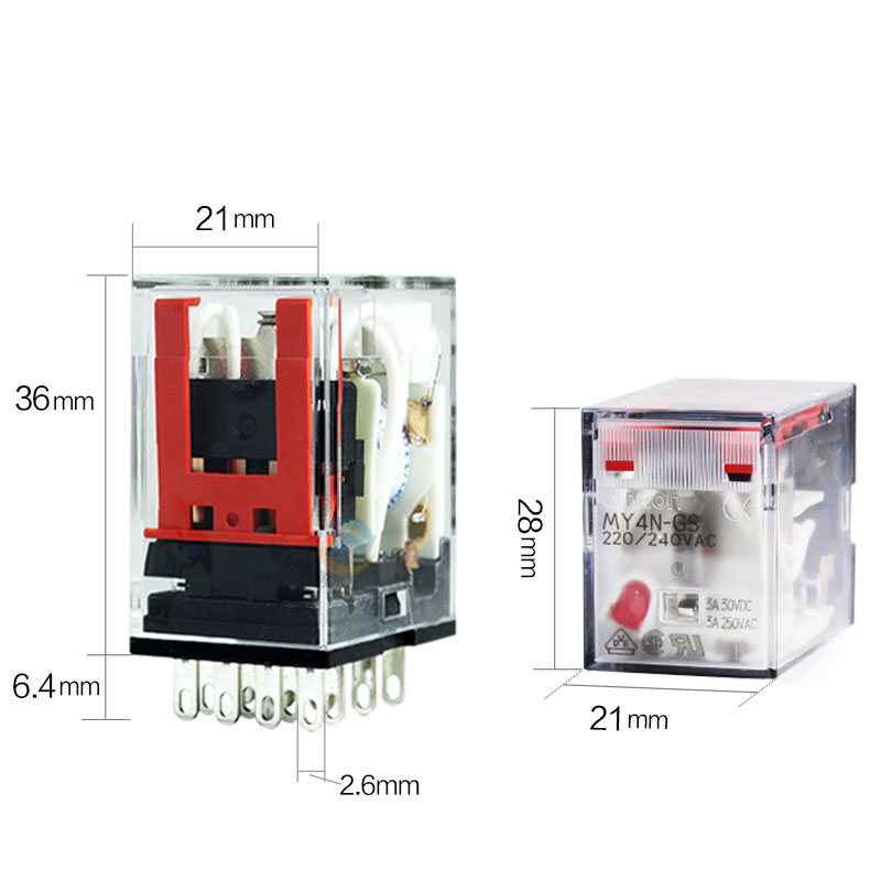 OMRON欧姆龙MY4N-GS中间4常开4常闭电磁小型14脚继电器AC交流220V