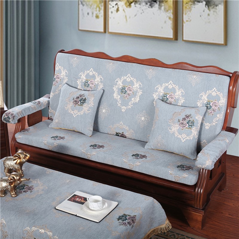 沙发坐垫连体带靠背海绵可拆洗防滑三人老旧式红实木头款长沙发垫