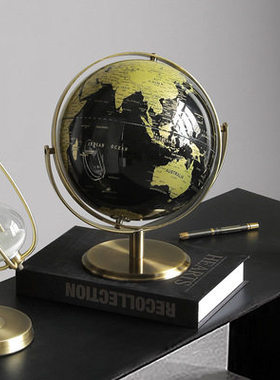 轻奢地球仪摆件办公室桌面摆设家居客厅书房酒柜样板房间软装饰品
