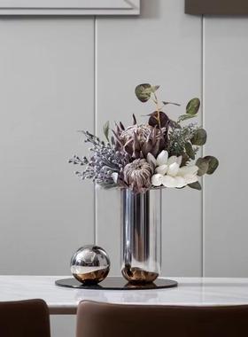 欧式创意不锈钢花器样板房售楼部卧室书房客厅桌面玄关饰品摆件
