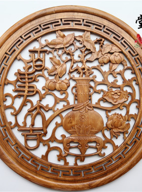 东阳直径1米仿古风圆形玄关木雕