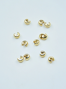 14k包金c扣保色月牙定位珠diy