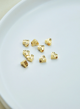 diy14k包金桃心珠批花饰品配件