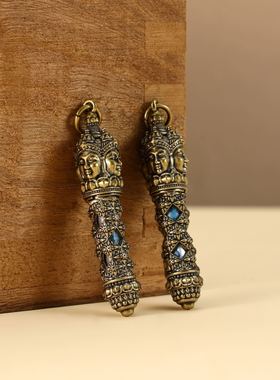 泰国佛饰品 龙婆通丹九象四面神符管吊坠 泰经文挂饰