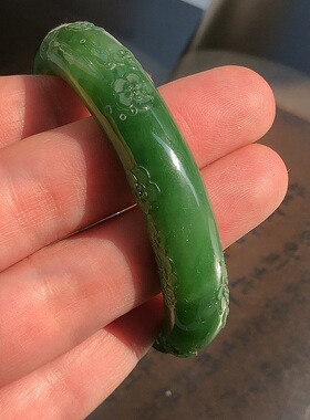 54.5新疆碧玉招财猫手镯A货
