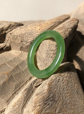 老冰料正阳绿碧玉戒指玉环18mm天然和田玉颜色好的很可做吊坠超值