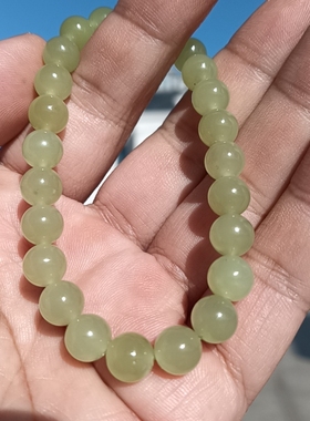 和田玉黄玉黄口料圆珠手链手串