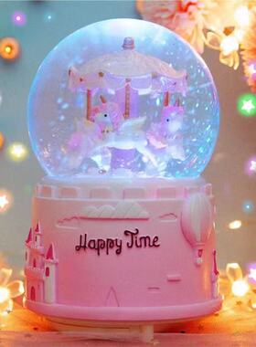 梦幻月亮公主水晶球旋转音乐盒八音盒儿童女生生日礼物小女孩