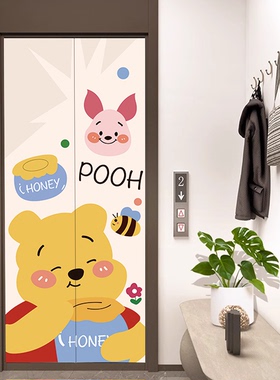维尼熊卡通可爱入户电梯门贴纸