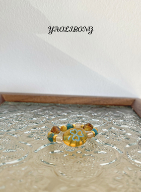 YAOLIRONG原创设计“时来叶”复古vintage捷克珠幸运串珠戒指指环