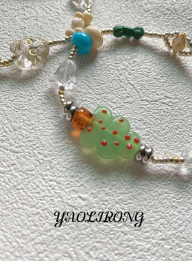 YAOLIRONG原创设计“这里有棵苹果树”复古风捷克珠琉璃小众手链