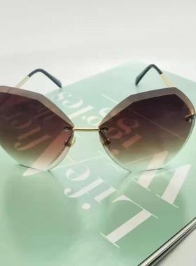 墨镜无框切边时尚风太阳镜