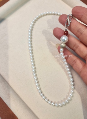 流素LOSU. 新中式天然珍珠南红纯银配件小众高级感颈链锁骨项链