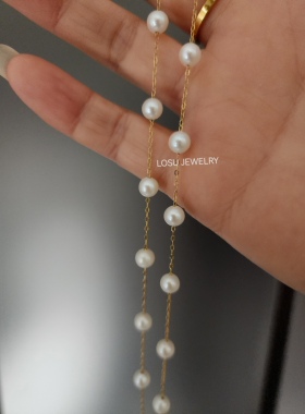 流素losu .满天星5-6mm正圆天然珍珠纯银配件项链