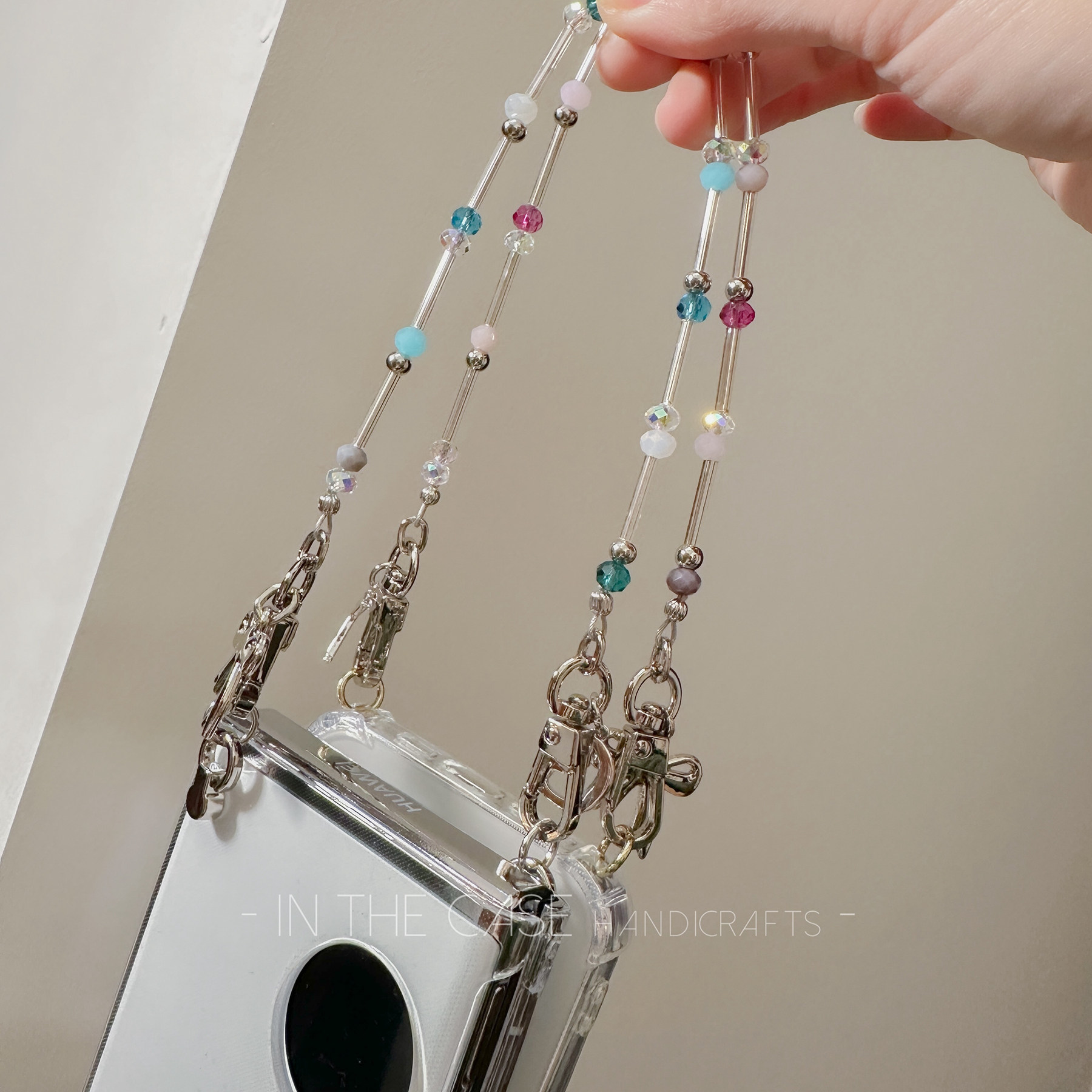 InTheCase 极细小清新iphone17ProMax素雅银管低饱和迷你串珠手机链带挂环防摔手机壳适用于苹果华为pocket2,淘宝优惠券,粉丝福利购,淘宝优惠卷