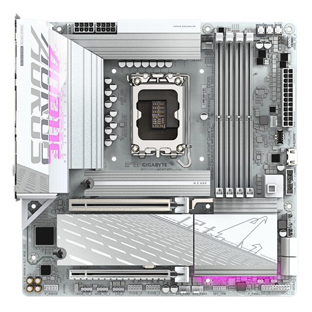 Gigabyte Ice Sculpture all white supports 15th generation processors