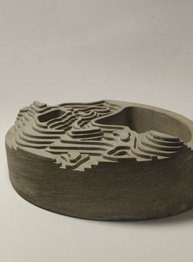 手工水泥制丘陵梯田园风造型烟灰缸多肉块根植物花盆小众工业风格