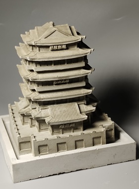 手工水泥工艺品黄鹤楼家居客厅书房鱼缸水族造景微缩古建筑中国风