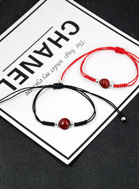 相思豆红绳手链手工编织