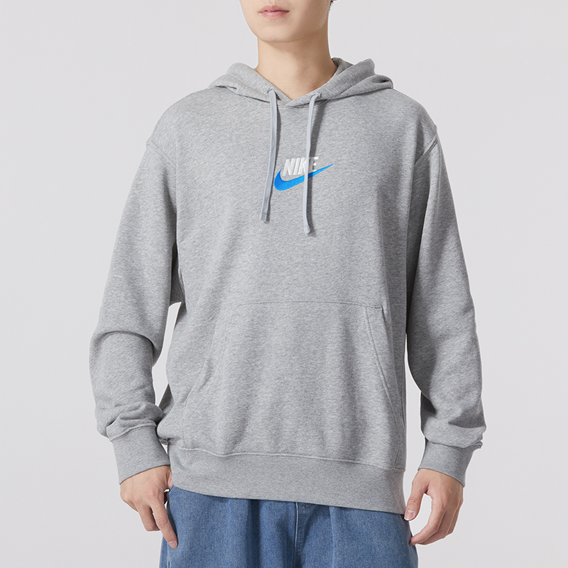 Nike耐克连帽卫衣男子套头衫灰色运动服休闲宽松外套FB7789-063