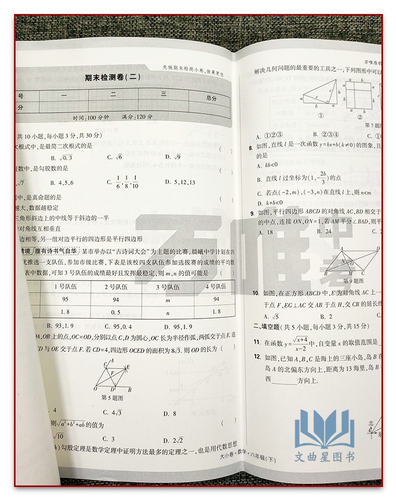 万唯中考2024版大小卷数学八年级下册人教版 初二8下册数学单元同步训练试卷专项训练练习册初中知识期中期末模拟复习冲刺练习 - 图2