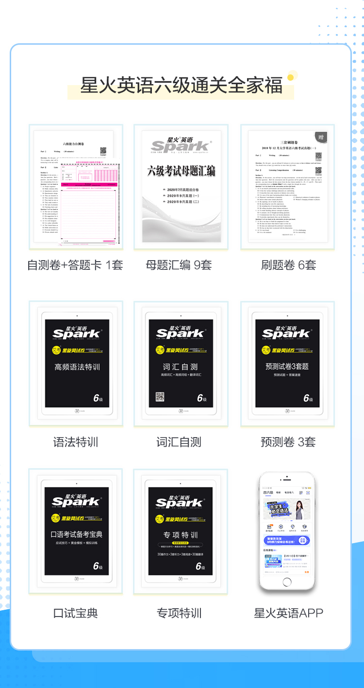 新题型 2020年12月星火英语Spark黑旋风试卷六级通关 CET-6大学英语六级 杨枫 10套真题/ 3套专项/3套预测/口语宝典 上海交通大学 - 图3