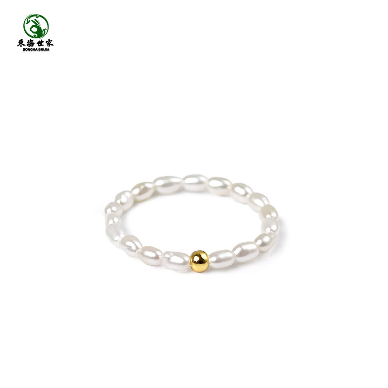 Pearl Ring East China Sea Crystal Agate Gemstone Scattered Beads Vegetarian Ring Index Finger Tail Ring Freshwater Millet Bead Ring
