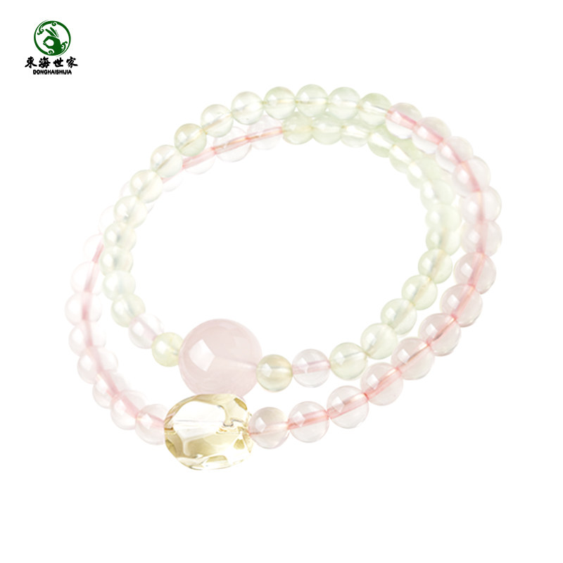 粉水晶手串女东海玛瑙玉石马达加斯加马粉散珠粉晶葡萄石双圈手链,淘宝优惠券,粉丝福利购,淘宝优惠卷