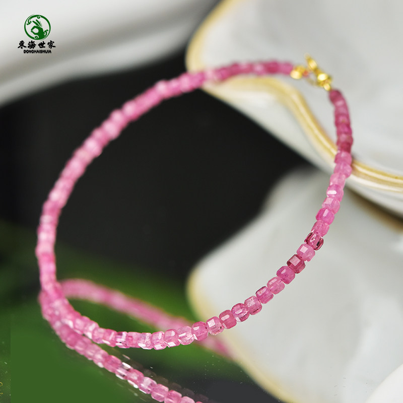 碧玺手串女红粉色东海水晶玛瑙翡翠玉石散珠子多巴胺小方糖手链,淘宝优惠券,粉丝福利购,淘宝优惠卷