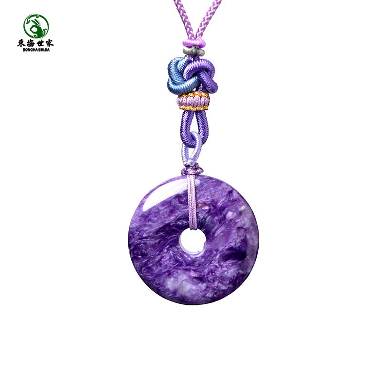 紫龙晶吊坠女男东海水晶玛瑙玉髓翡翠宝玉石查罗石吊坠平安扣项链,淘宝优惠券,粉丝福利购,淘宝优惠卷