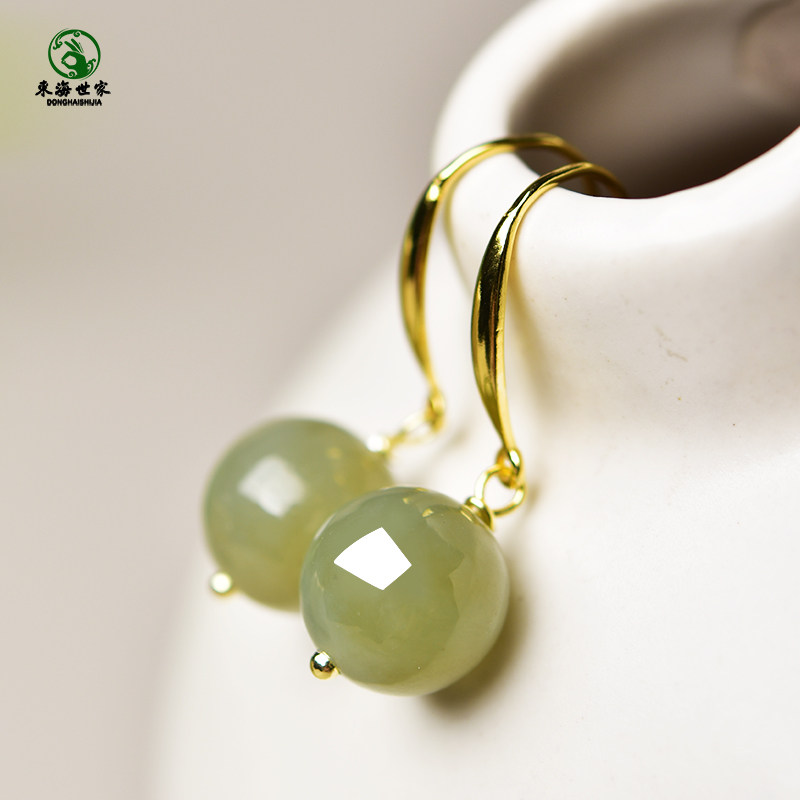 且末蓝耳坠东海水晶玛瑙翡翠玉石散珠子和田玉飘糖聚宝盆耳钩耳饰,淘宝优惠券,粉丝福利购,淘宝优惠卷