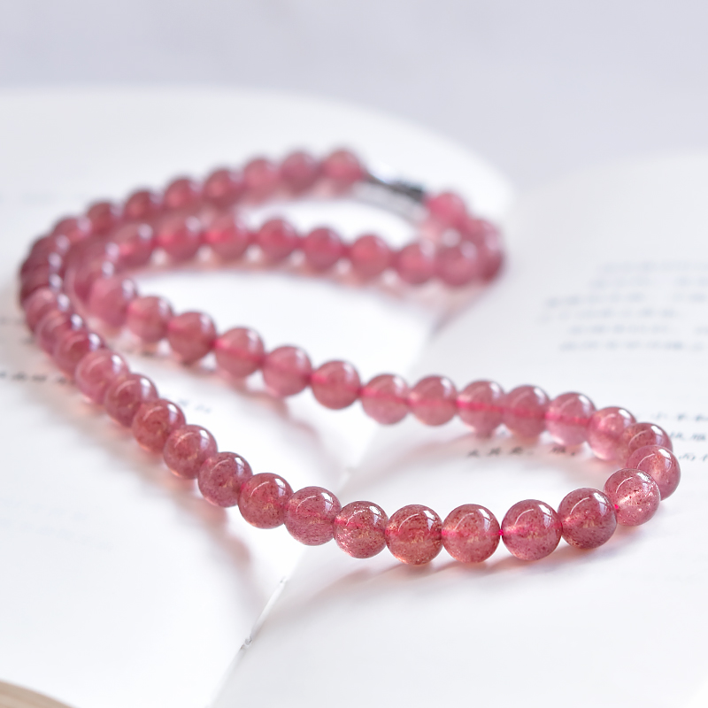 草莓晶项链女东海水晶玛瑙翡翠玉石粉红色散珠子手链串情人节吊坠,淘宝优惠券,粉丝福利购,淘宝优惠卷