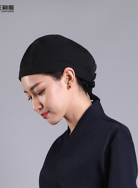 日式工作帽白色网纱厨师帽寿司帽