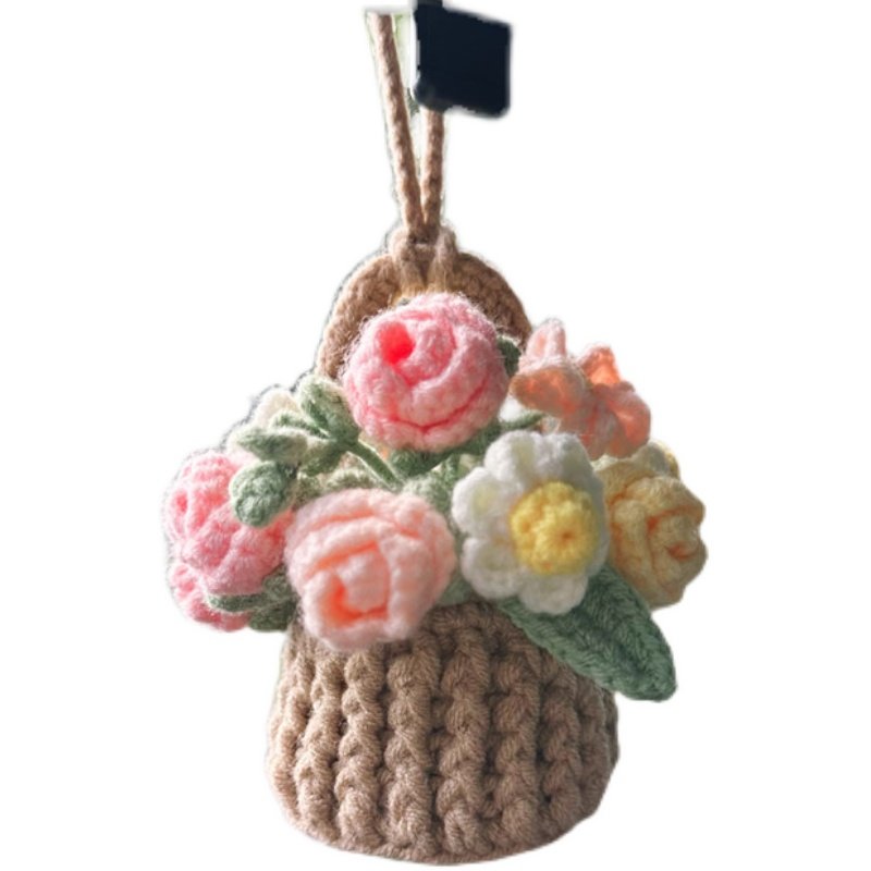 手工编织小花篮材料包diy毛线花挂件永生花七夕节礼物
