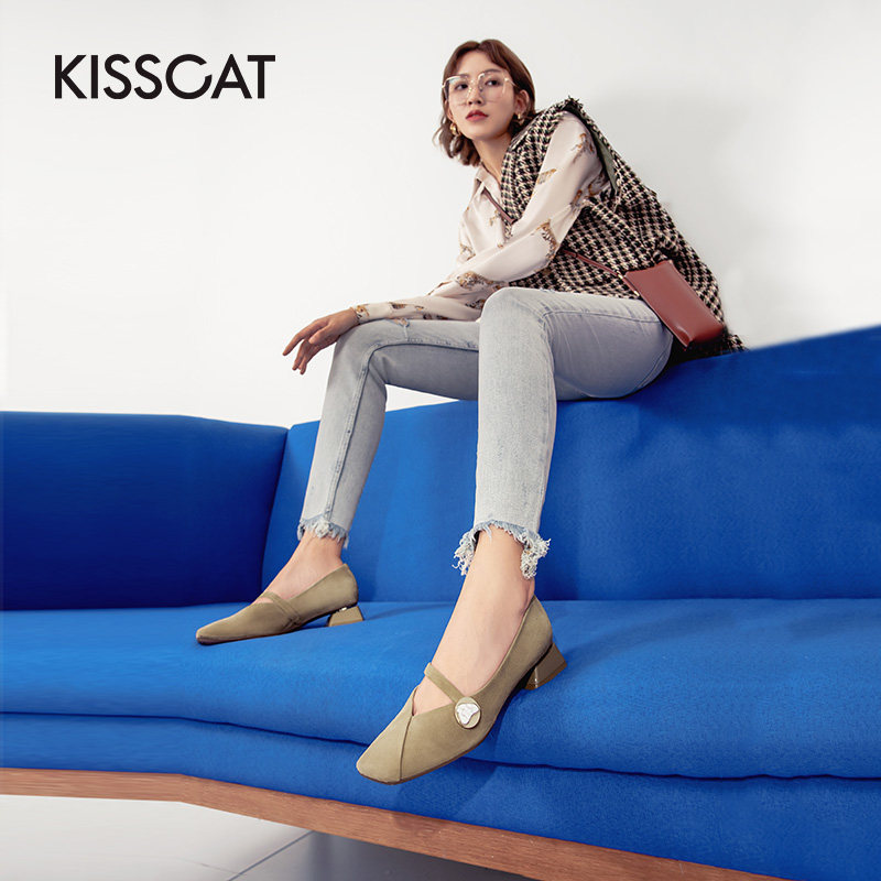 接吻猫2020年秋季新款时髦简约单鞋 kisscat单鞋