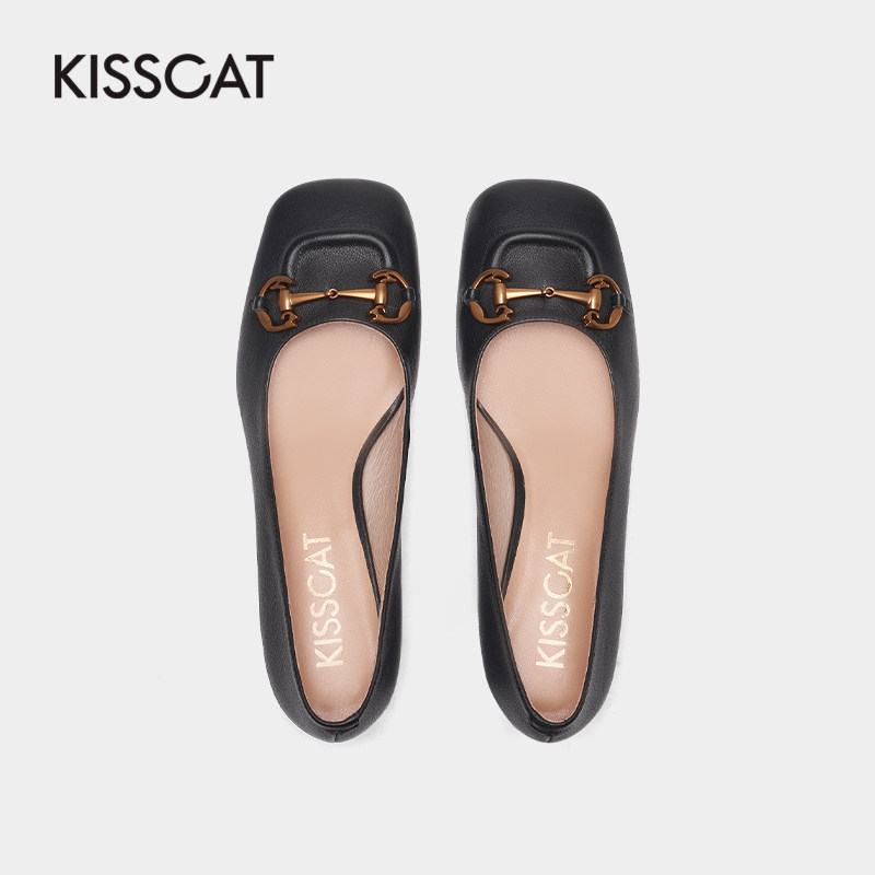 接吻猫2021秋季新款法式通勤中女鞋 kisscat单鞋
