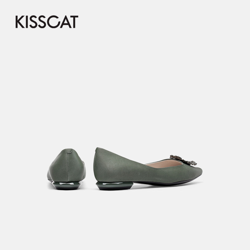 接吻猫2020秋季新款简约圆头单鞋 kisscat单鞋
