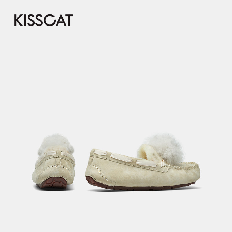 接吻猫冬季新款猪绒可爱毛球毛毛鞋 kisscat单鞋