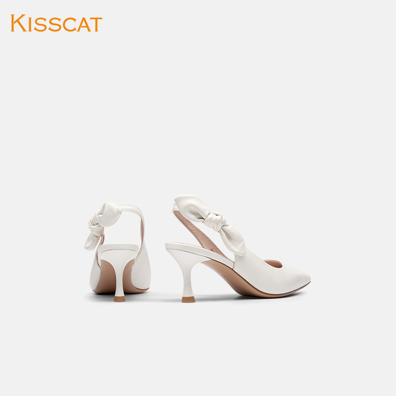 接吻猫2020夏季新款尖头时装风单鞋 kisscat时装凉鞋