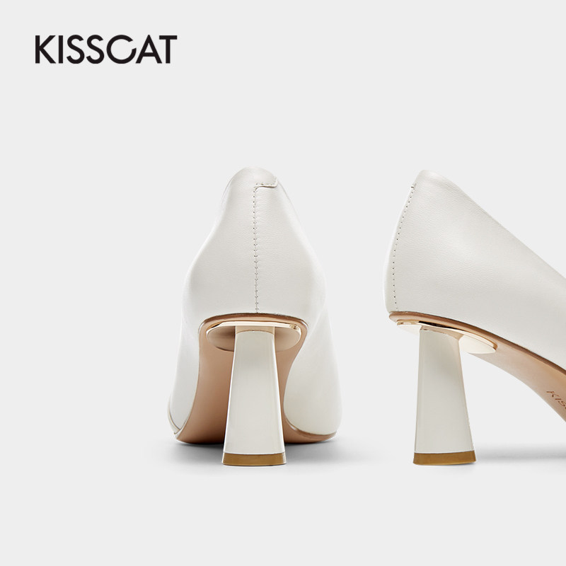 接吻猫2020年秋季新款羊皮高跟鞋 kisscat单鞋