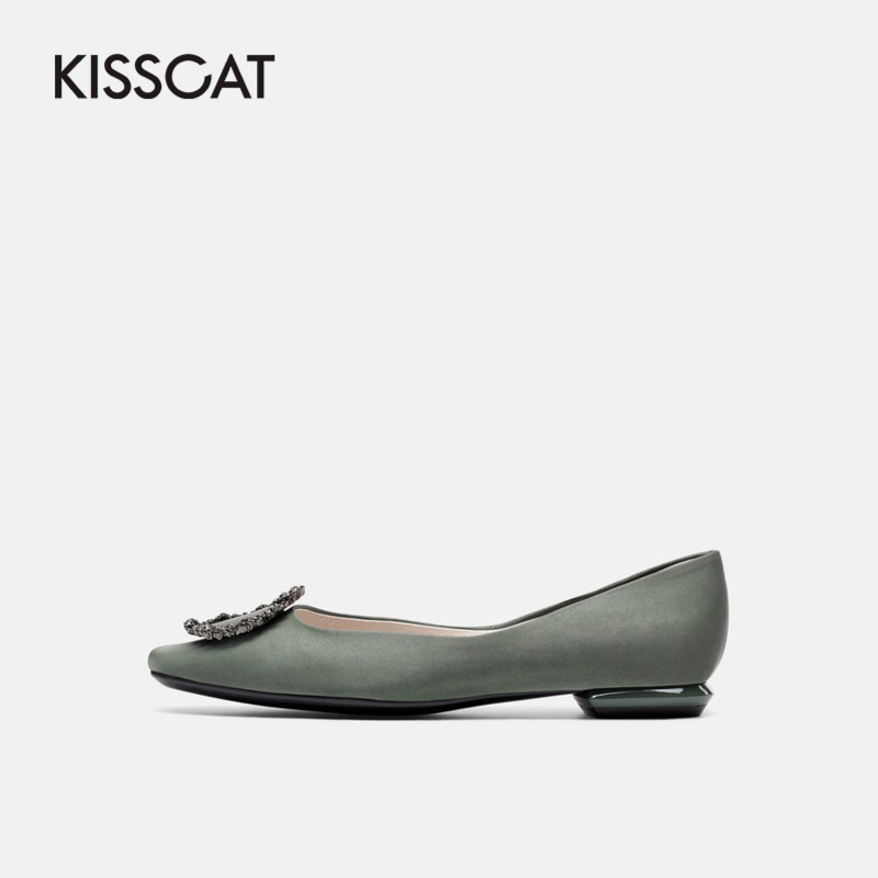 接吻猫2020秋季新款简约圆头单鞋 kisscat单鞋