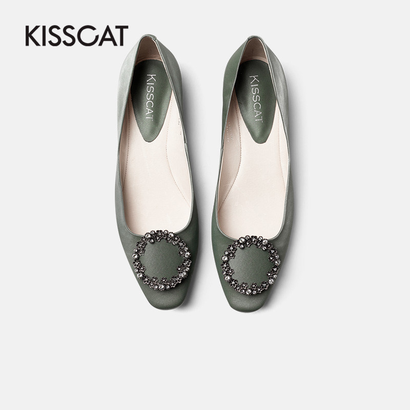 接吻猫2020秋季新款简约圆头单鞋 kisscat单鞋