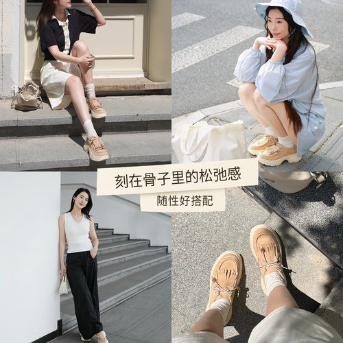 [美洋同款]接吻猫[追风]一脚蹬袋鼠鞋舒适英伦风增高厚底袋鼠鞋 - 图1