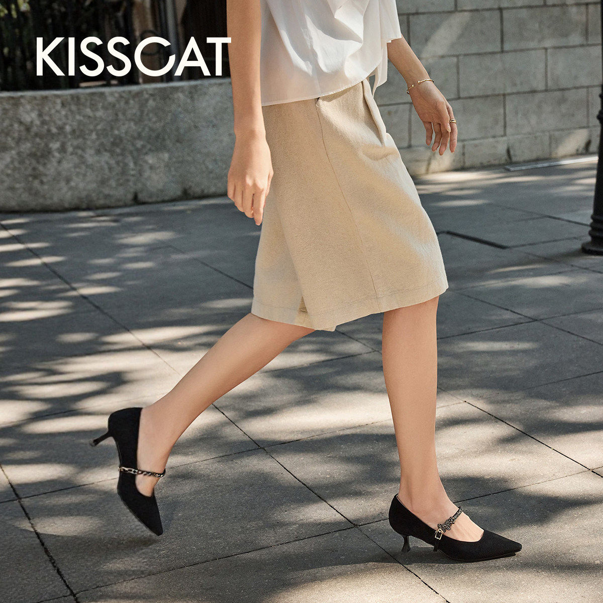 KISSCAT接吻猫[星光大道]玛丽珍26新复古尖头单鞋法式黑色高跟鞋,淘宝优惠券,粉丝福利购,淘宝优惠卷