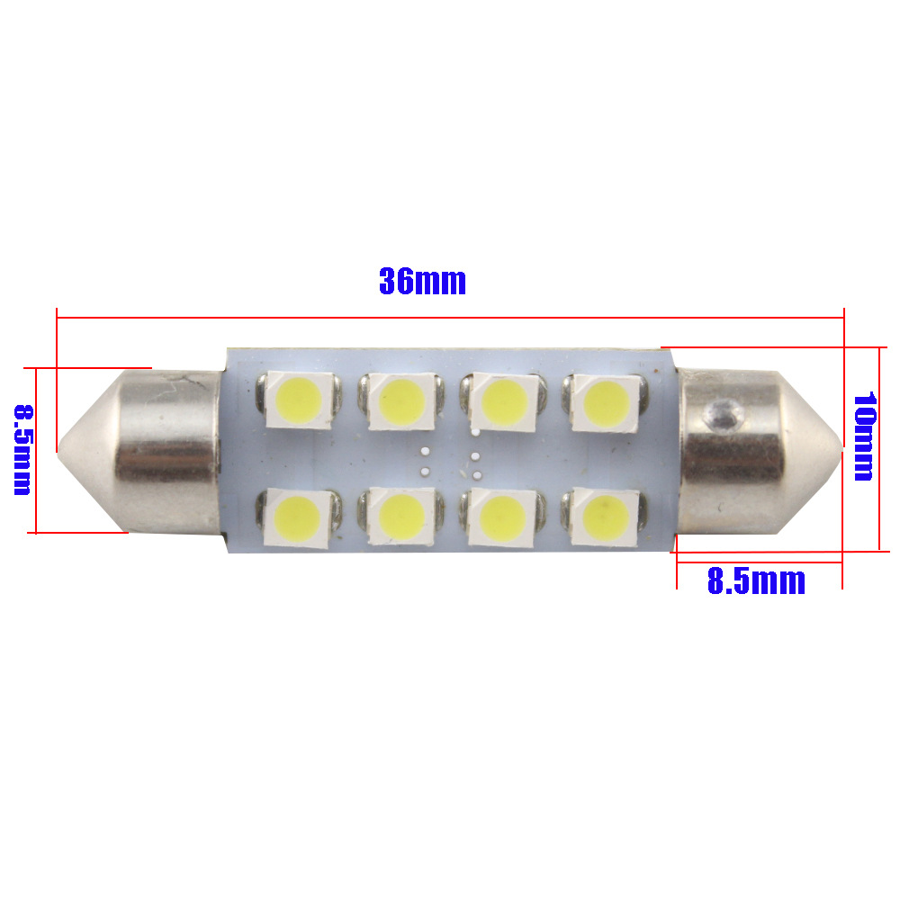 车顶灯汽车LED1210/3528SMD 31 36 39 41MM 8SMD双尖阅读灯车顶灯 - 图2