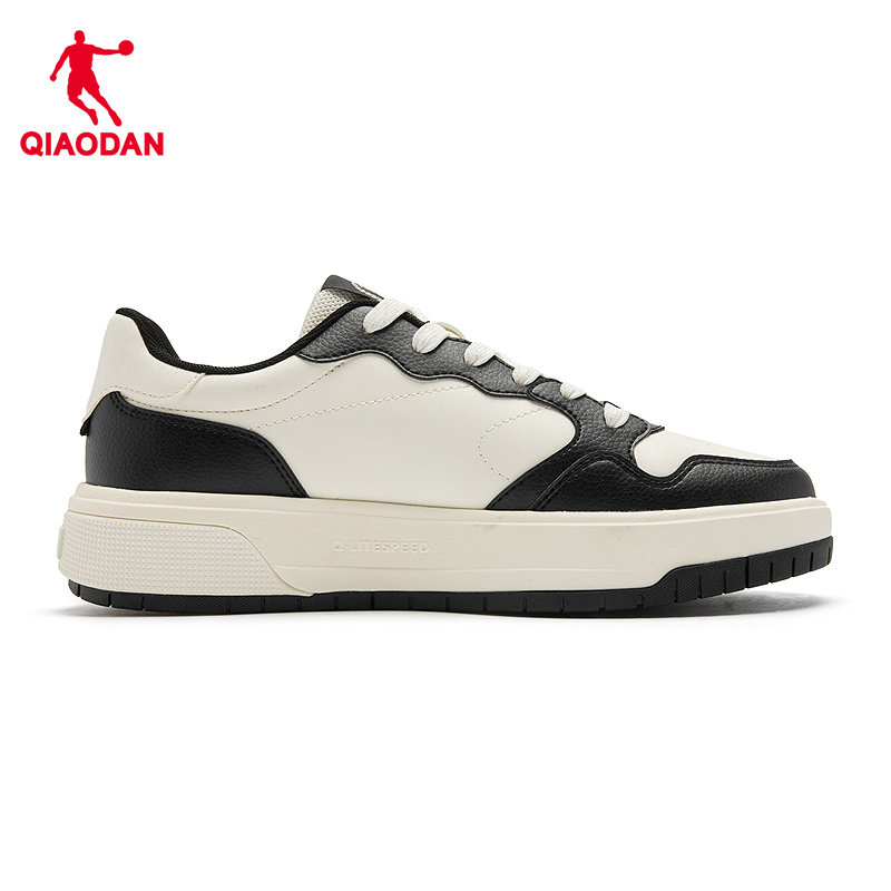 饼干鞋|乔丹黑白皮面低帮男板鞋2026年春季新款休闲简约商场同款,淘宝优惠券,粉丝福利购,淘宝优惠卷