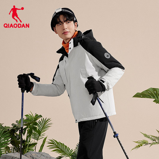 乔丹加厚保暖风衣男士2025冬季新款商场同款暖绒里料无氟防泼水