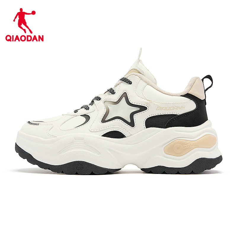 精灵兔V乔丹老爹鞋女2024冬季革面加绒保暖休闲鞋厚底增高运动鞋