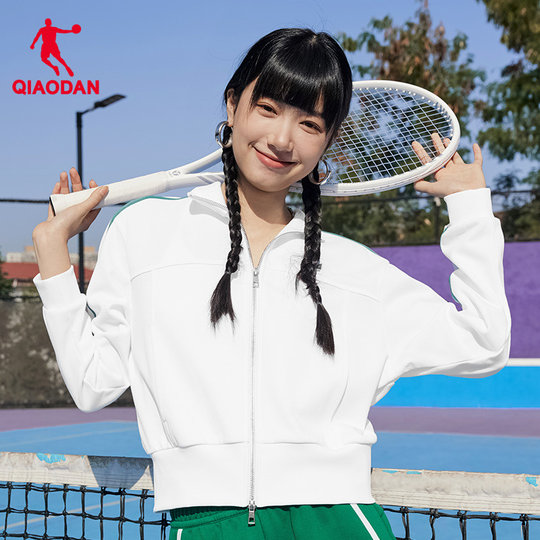 乔丹网球风小蛮腰立领潮流休闲运动百搭针织外套女生2025冬季新款