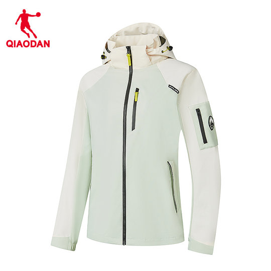 乔丹梭织风衣女2025冬季新款宽松轻薄防泼水运动户外露营连帽外套